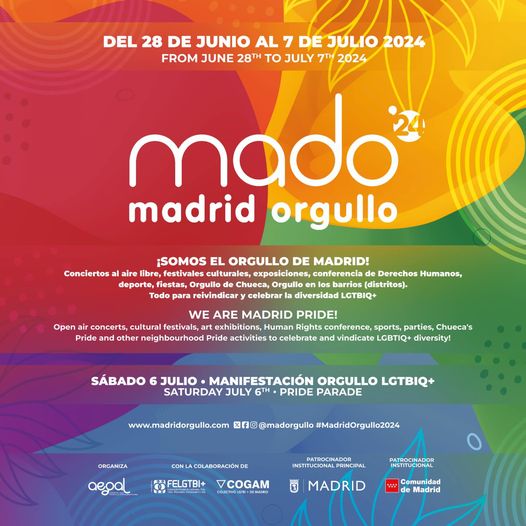Cartel de Mado Orgullo de Madrid 2024 con el texto "Somos el Orgullo de Madrid"